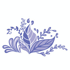 Plants leaves decor color flat vector