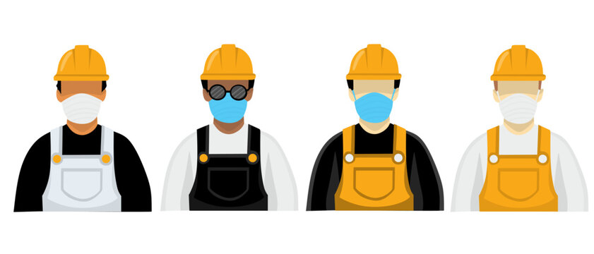 a group of laborers in various uniforms. Labor day vector illustration