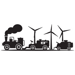 silhouette of generator vehicle vector set, illustration on a Vector Black silhouettes.