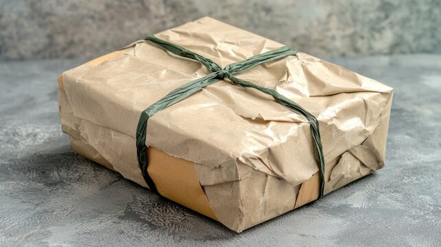 A poorly wrapped gift with uneven paper and mismatched tape, symbolizing a last-minute or bad gift
