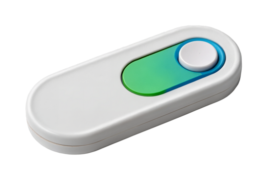 Toggle button. Green Power Button, Single Button Icon, Power Switch on transparent background