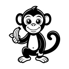 Download Cute Monkey Holding Banana Cartoon Vector Icon Illustration Eps File For Design.