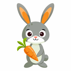 Obraz premium Download Cute Rabbit Holding Carrot Cartoon Vector Icon Illustration Eps File For Design.