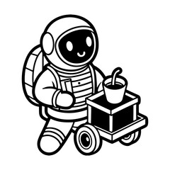 Download Cute Astronaut Reading Book With Coffee Cartoon Vector Icon Illustration Eps File For Design.