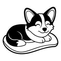 Download Cute Corgi Dog Sleeping On Pillow Cartoon Vector Icon Illustration Eps File For Design.