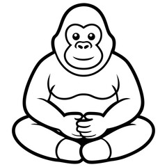 Download Cute Gorilla Meditation Yoga Cartoon Vector Icon Illustration Eps File For Design.