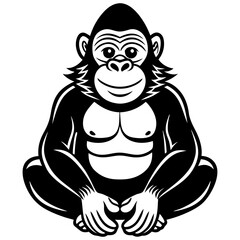 Download Cute Gorilla Meditation Yoga Cartoon Vector Icon Illustration Eps File For Design.