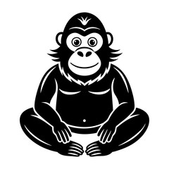 Download Cute Gorilla Meditation Yoga Cartoon Vector Icon Illustration Eps File For Design.