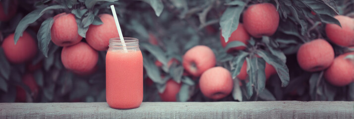 Chilled apple nectar in mason jar serenades orchard whispers, evokes autumn equinox, cider pressing festival amidst lush foliage