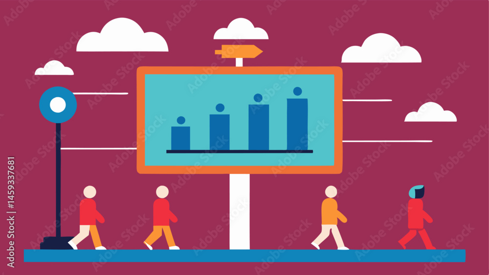 Poster dynamic ad inventory a scene that depicts a digital billboard changing ads based on passing pedestri