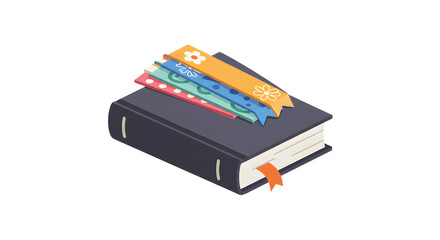 Book with Colorful Bookmarks