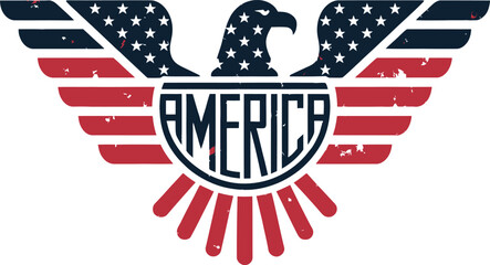American Eagle Logo – Vintage USA Patriotic Emblem with Stars and Stripes Wings
