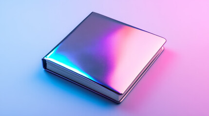 A holographic journal shimmers under a pastel sunset, embodying futuristic nostalgia and echoing visions of Cyber Monday reflections