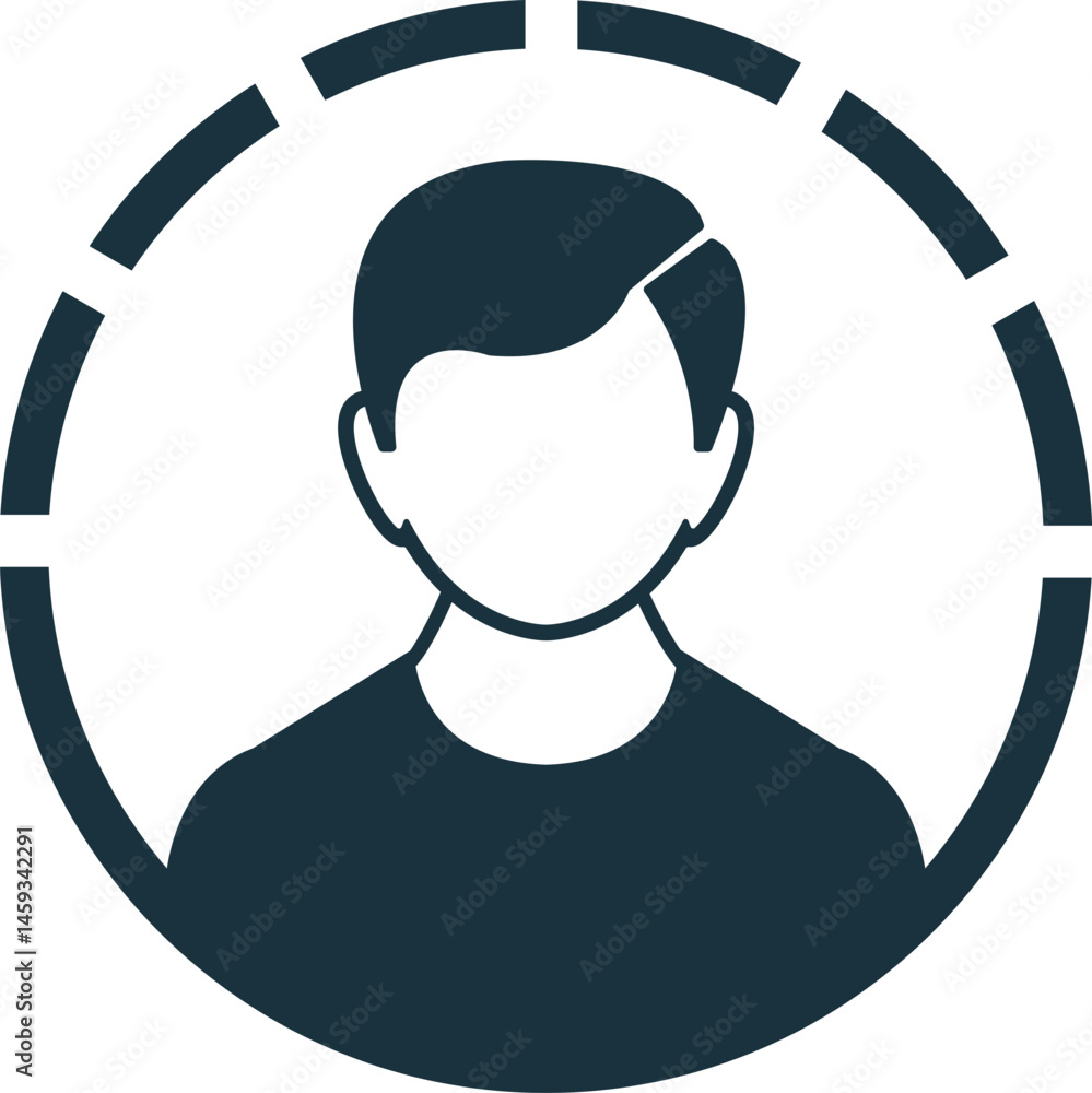 Poster user profile icon showing person inside dashed circle
