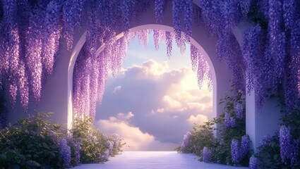 Wisteria Flower Archway with Clouds