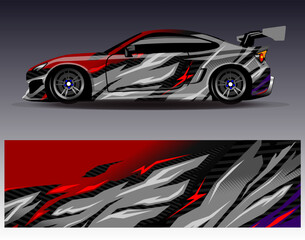 Car wrap design vector. Graphic abstract stripe racing background designs for vehicle, rally, race, adventure and car racing livery