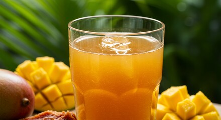 Fototapeta premium Mango Juice with Ice and Fruits