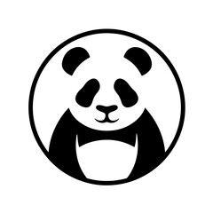 Fototapeta premium Stylized Panda Emblem: Unique Monochrome Wildlife Icon