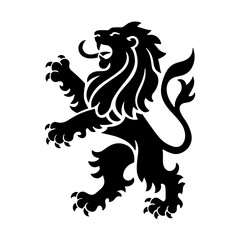 Rampant Lion Silhouette: Bold and Fierce Heraldic Symbol