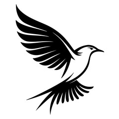 Fototapeta premium Dynamic Bird Silhouette: Elegant Black and White Flight Illustration
