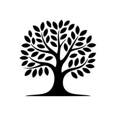Fototapeta premium Elegant Tree Silhouette: Minimalist Black and White Nature Icon