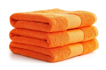 Three folded orange towels stacked