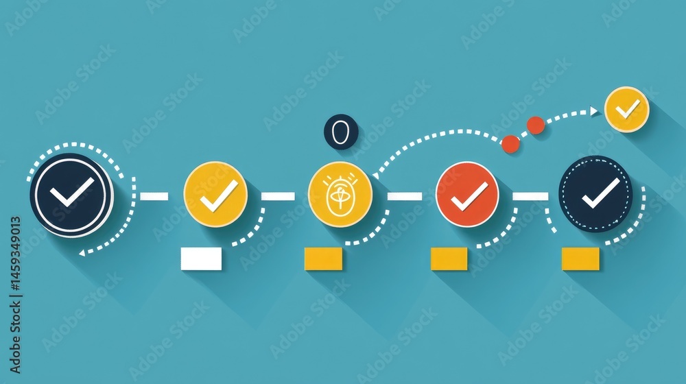 Poster infographic design showing progress steps with checkmarks and percentage bars