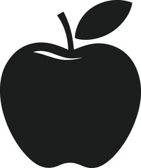 Apple Silhouette with Leaf - Minimal Vector for Back to School Designs