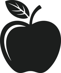 Apple Silhouette with Leaf – Bold Back to School Vector