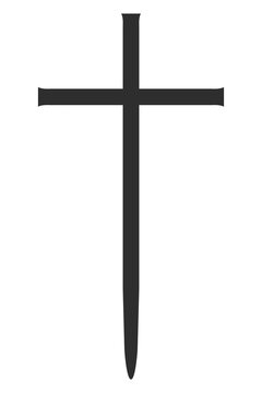cross tattoo christian religious symbol silhouette with templar sword shape in simple black art