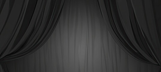 Dark stage drapes.  Heavy, black theatrical curtains, drawn across a stage or studio.  Smooth, textured fabric, folds of dark material.  Precisely rendered, creating a dramatic theatrical backdrop