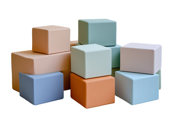 Fototapeta premium Stack of Pastel-Colored Wooden Blocks for Children's Play