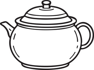 Simple Line Art vector Illustration of a Teapot.