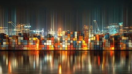 Ocean shipping logistics visualized with abstract lines connecting world trade hubs