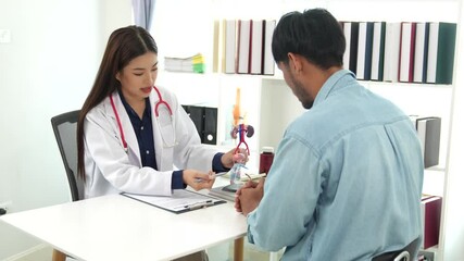 Urologists advise patients about prostate problems. Treatment of cancers of the urinary tract and male reproductive organs The concept of men's health problems 