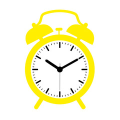 Yellow alarm clock ringing in a flat design isolated on transparent background, png image 