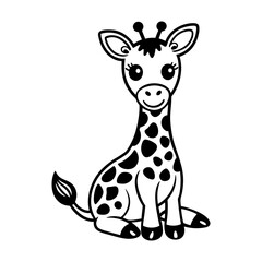 Download Cute Giraffe Sit Up Cartoon Vector Icon Illustration Eps File For Design.