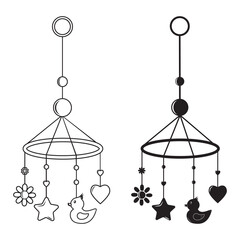 Children's toys-a doodle-style carousel for a child's bed, black outline.