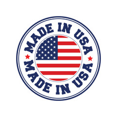 Made in USA Label, American product emblem, USA Flag Vector illustration.