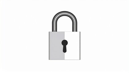 silver padlock on white background