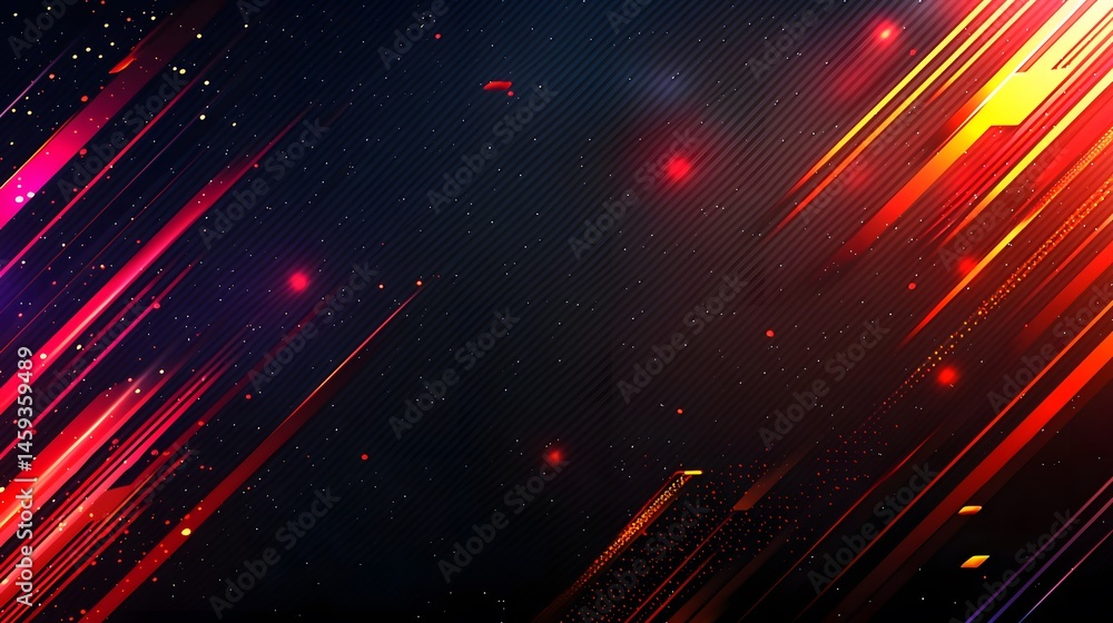 Poster dynamic abstract design with vibrant streaks of color.