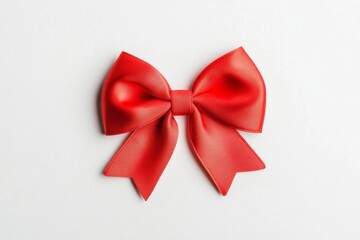 Red ribbon bow on white background