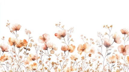 Watercolor floral border, warm tones