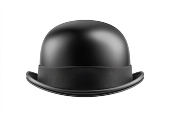 Fototapeta premium A black bowler hat isolated on a white background, with no shadow. High-resolution photography, a high-quality