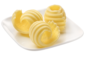 Prato com manteiga enrolada isolado em fundo transparente