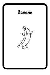 Coloring Fruit Flashcards 1 - Banana