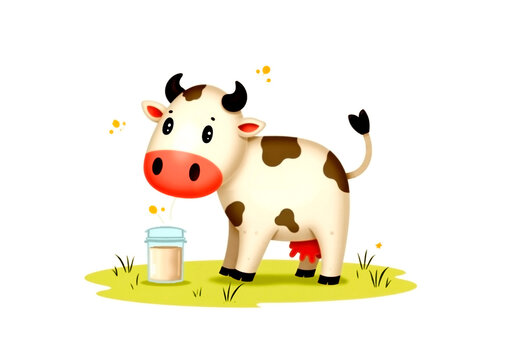 cartoon cow on white background