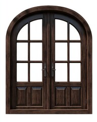 Obraz premium Arch top double doors, dark wood, multi-paned