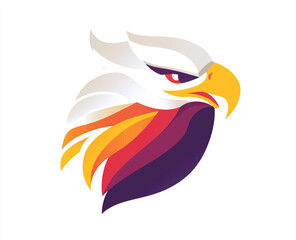Obraz premium Vector logo of an eagle head, vector graphic style, detailed, white background, colorful, white beak and yellow talons