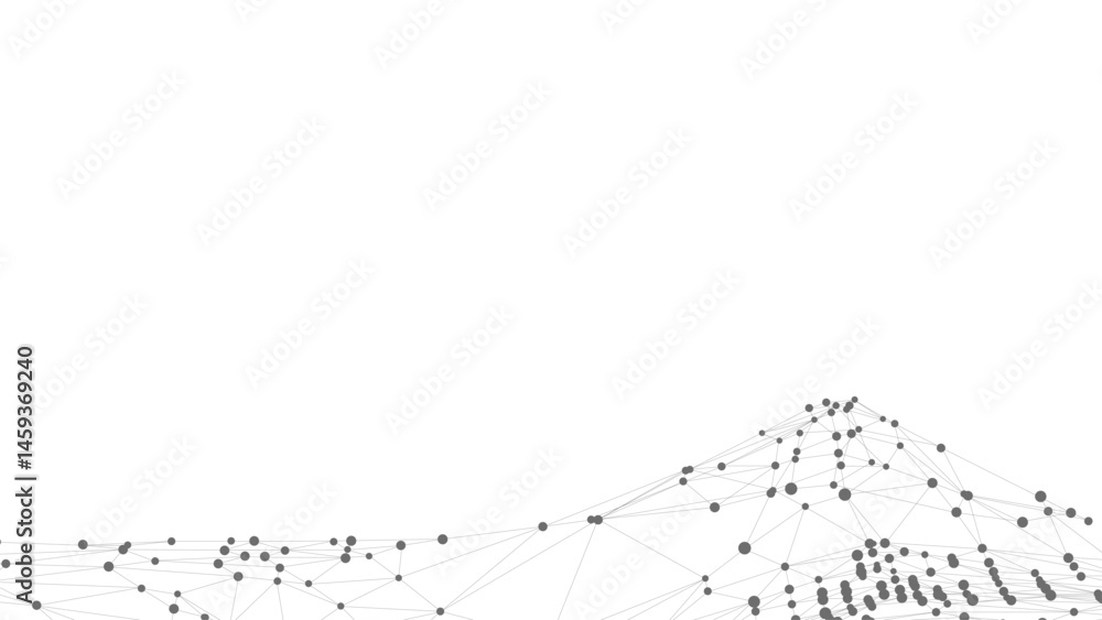 Fototapete Dots connected by lines. Abstract wave. Minimalist mesh. Abstract polygonal shape. Background with copy space